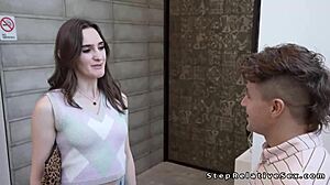 Big Cock Guy Welcomes And Fucks Stepcousin In The Bathroom