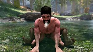 Skyrim porn gay dengan aksi kolam luar adalah panas gila! 🌿💦
