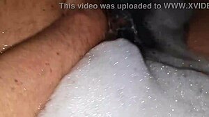 Hot relaxing bath with foam, steamy, intimate setting