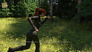 Curvy mature babe in sexy outfit shows off big boobs in 3D.