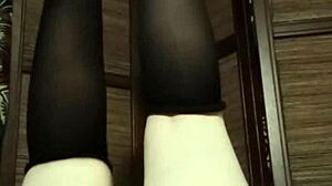 Pantyhose Babe Teases in Lingerie and Stockings for Homemade Solo Show