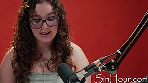 Cute Pretty Pornstar Leana Lovings Shines in Nerdy Casting Interview with Curly Hair