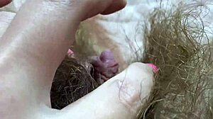 Extreme closeup of huge clit rubbing to orgasm