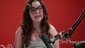 Cute Pretty Pornstar Leana Lovings Shines in Nerdy Casting Interview with Curly Hair