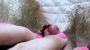 Extreme closeup of huge clit rubbing to orgasm