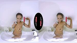 Ebony Babe Rides Cock In Shower With Interracial Fucking