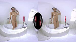 Ebony Babe Rides Cock In Shower With Interracial Fucking