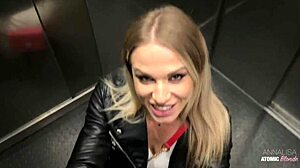 Risky Public Blowjob Blonde Slut Swallows All