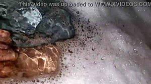 Hot relaxing bath with foam, steamy, intimate setting