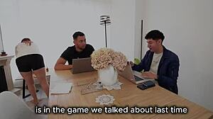 Horny Latina milf enjoys steamy threesome with young students