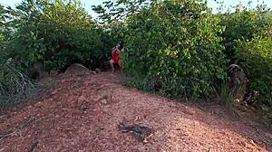 Hot housewife masturbates on way home