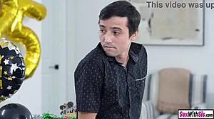 Tiny Blonde Teen Lets Perv Stepbro After Party.