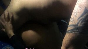 Brunette amateur takes juicy double penetration. Cum-filled pussy farts after intense doggystyle.