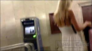 Hot blonde caught on hidden cam upskirt