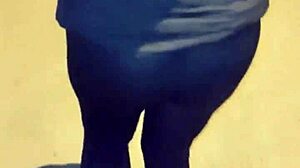 Look at this mature big ass in see-through leggings outdoors!