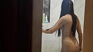 Spying on my rommie while she changes and showers