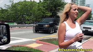 real amateur hitchhiker gives blowjob to driver in car