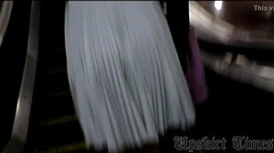 Hot blonde caught on hidden cam upskirt