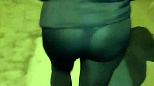 Look at this mature big ass in see-through leggings outdoors!