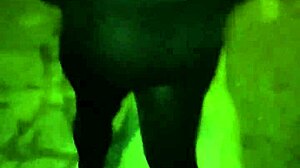 Look at this mature big ass in see-through leggings outdoors!