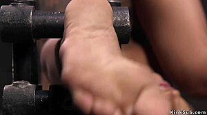 hey, wanna see this busty blonde inked babe bound tight?