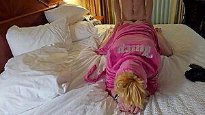 pounding nerdy stepmom's pussy doggystyle with moans