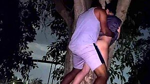 Damn, Almost Caught Banging in Public with Busty Brunette!