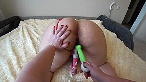 Girlfriend Uses Sex Toys on Lesbian with Hairy Pussy Doggystyle POV!