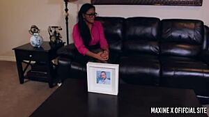 Dominating redhead Lily Cade with huge toys on natural tits and pussy in stockings