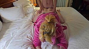 pounding nerdy stepmom's pussy doggystyle with moans