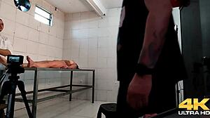 The doctor examined the girl's sweet pussy with a pica meter