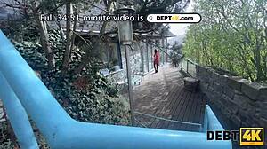 Debt4k Shocks with Pregnant Euro Babe's Shaved Pussy Reveal