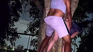 Damn, Almost Caught Banging in Public with Busty Brunette!