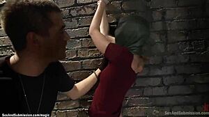 The girl was tied up and spreaded, then fucked in her ass