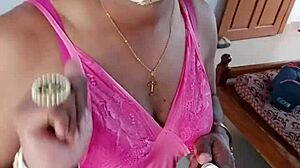 Indian Sexy CD Lara Dsouza Teases in Pink Satin Nighty for Kinky Fun