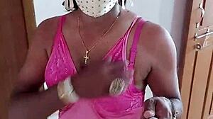 Indian Sexy CD Lara Dsouza Teases in Pink Satin Nighty for Kinky Fun