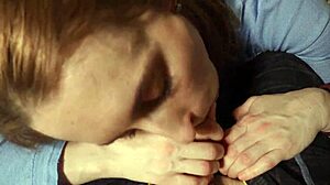 milf gives slobbery blowjob with cumshot