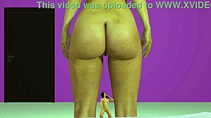 in this bondage scene, helga bubbles ava with her farts while they engage in lesbian play.