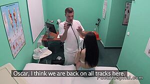 Busty patient seduces doctor discreetly