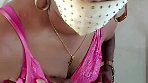 Sexy Indian CD Lara D'Souza in pink satin nighty 3
