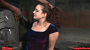 Dickloving Sub Bound in Rough 3some Gets Throatfucked Hard!