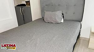 Tiny Latina amateur rides massive white cock intensely in porn casting interview