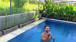 Teen Girlfriend Gets Deepthroat In Pool Outdoor