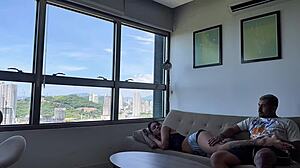 Beautiful Ebony Babe Rides Cock in Bedroom After Waking Up Without Sheets