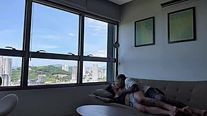 Beautiful Ebony Babe Rides Cock in Bedroom After Waking Up Without Sheets