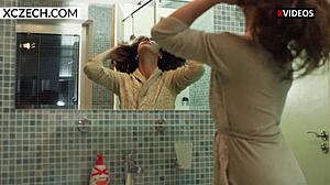 Sexy Czech Milf Mom Teases in Shower with Mummification