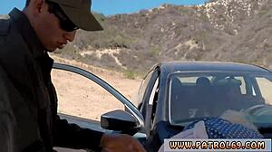 Horny teen cop in uniform, wild threesome