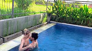 Teen Girlfriend Gets Deepthroat In Pool Outdoor