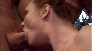 I see Audrey Hollander streched after two big cockz in her azz