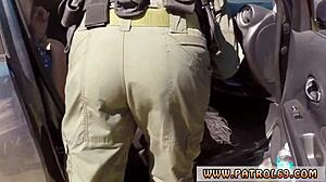 Horny teen cop in uniform, wild threesome